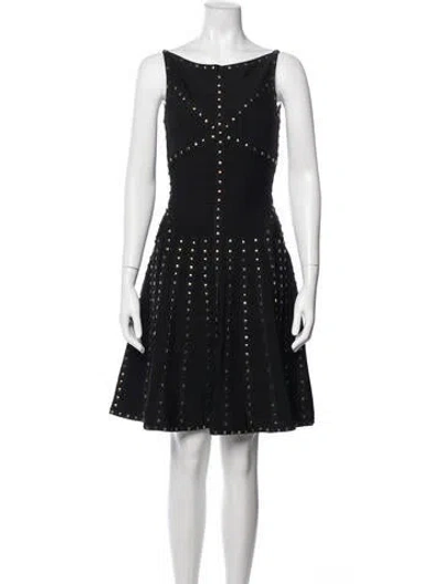 Pre-owned Herve Leger Bateau Neckline Mini Dress In Black