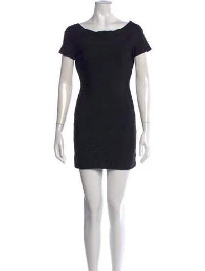 Pre-owned Herve Leger Bateau Neckline Mini Dress In Black
