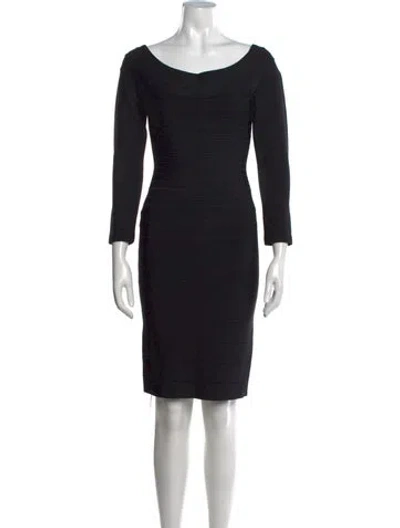 Pre-owned Herve Leger Bateau Neckline Mini Dress In Black