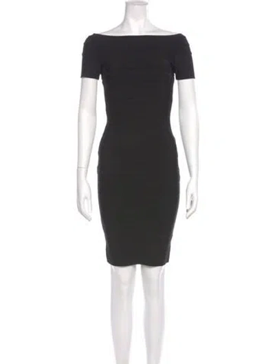 Pre-owned Herve Leger Bateau Neckline Mini Dress In Gray