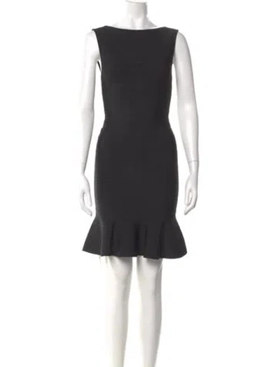 Pre-owned Herve Leger Bateau Neckline Mini Dress In Gray