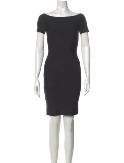 Pre-owned Herve Leger Bateau Neckline Mini Dress In Gray