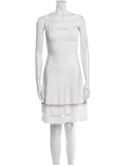 Pre-owned Herve Leger Bateau Neckline Mini Dress In Neutral