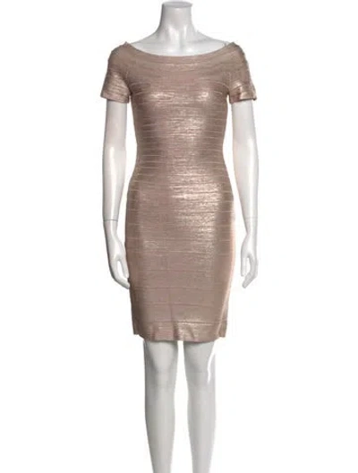 Pre-owned Herve Leger Bateau Neckline Mini Dress W/ Tags