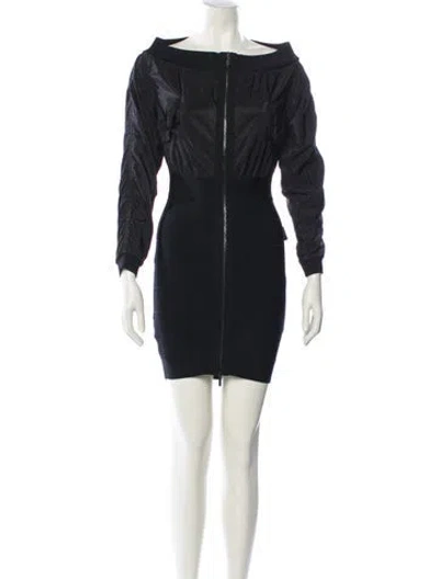 Pre-owned Herve Leger Bateau Neckline Mini Dress W/ Tags In Black