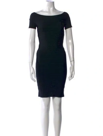 Pre-owned Herve Leger Bateau Neckline Mini Dress W/ Tags In Black