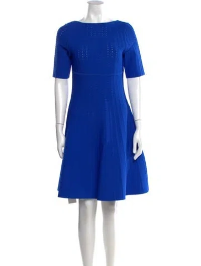 Pre-owned Herve Leger Bateau Neckline Mini Dress W/ Tags In Blue