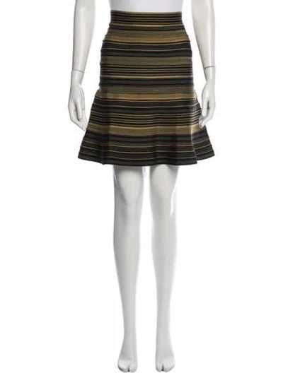 Pre-owned Herve Leger 'belle' Mini Skirt In Green