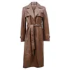 Herve Leger Belted Single-breasted Trench Coat In Brown Leather
