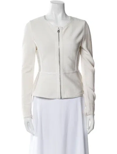Pre-owned Herve Leger Biker Jacket In White