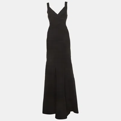 Herve Leger Black Bandage Knit Flared Kayin Maxi Dress
