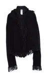 Herve Leger Black Fringed Hooded Mohair Cardigan. In Black