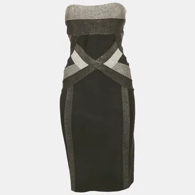 Pre-owned Herve Leger Black Knit Strapless Bodycon Dress M