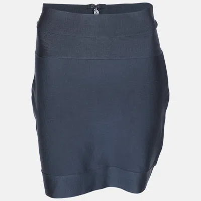 Herve Leger Blue Knit Mini Skirt In Purple