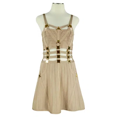 Pre-owned Herve Leger Hervé Leger Bodycon Dress Stock On Gold Size L