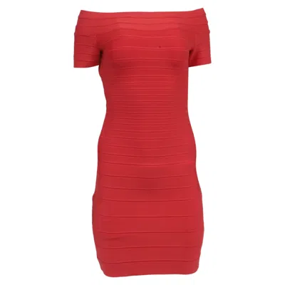 Pre-owned Herve Leger Bodycon Mini Dress In Red Rayon