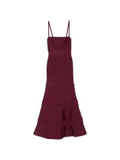 Herve Leger Caitlin Bandage Maxi Gown In Burgundy