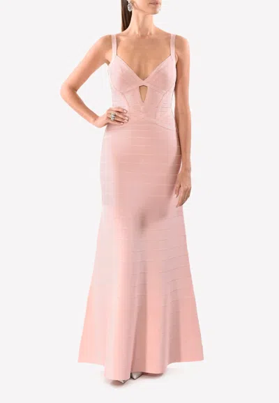 Herve Leger Cambria Bandage Gown With Cut-outs In Multi