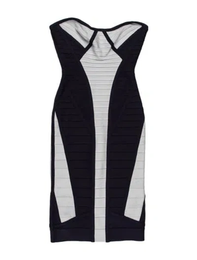 Pre-owned Herve Leger Camellia Mini Dress In Blue