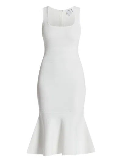 Herve Leger Camille Square-neck Midi Dress In White