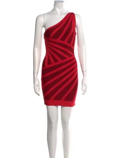 Pre-owned Herve Leger Carmela Mini Dress In Red