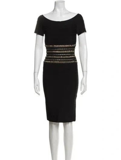 Pre-owned Herve Leger Carmen Knee-length Dress In Black