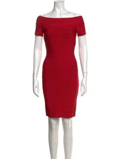Pre-owned Herve Leger Carmen Mini Dress In Red