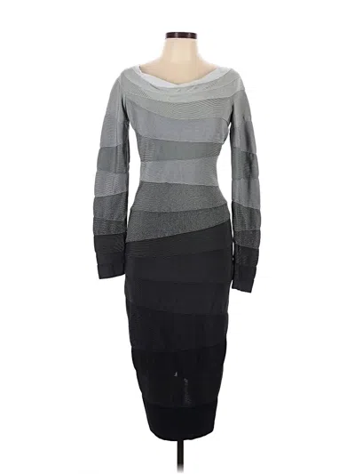 Pre-owned Herve Leger Casual Dress In Gray