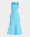 Herve Leger Cecilia Square-neck Trumpet Midi Dress In Sky