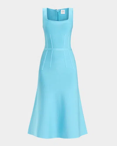 Herve Leger Cecilia Square-neck Trumpet Midi Dress In Sky