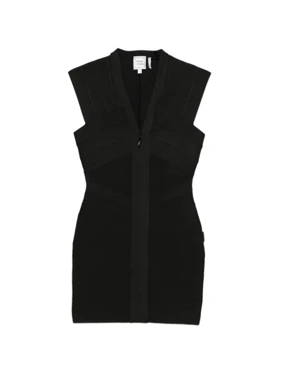 Herve Leger Champagne Mini Dress In Black