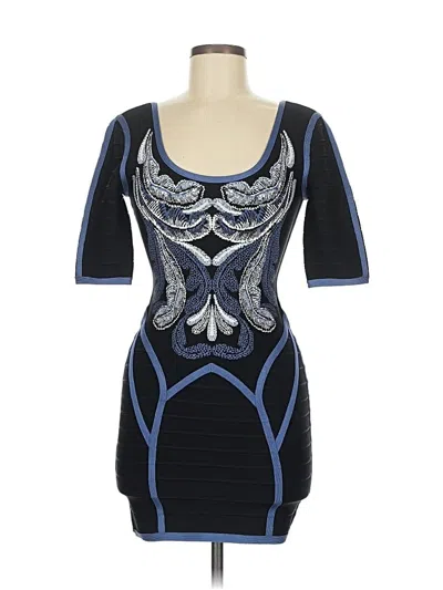 Pre-owned Herve Leger Cocktail Dress In Blue