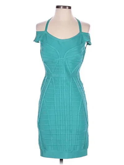 Pre-owned Herve Leger Cocktail Dress In Blue