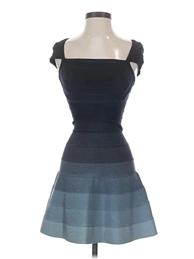 Pre-owned Herve Leger Cocktail Dress In Blue