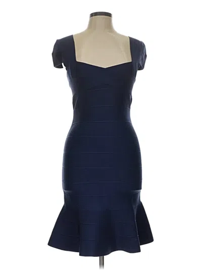 Pre-owned Herve Leger Cocktail Dress In Blue