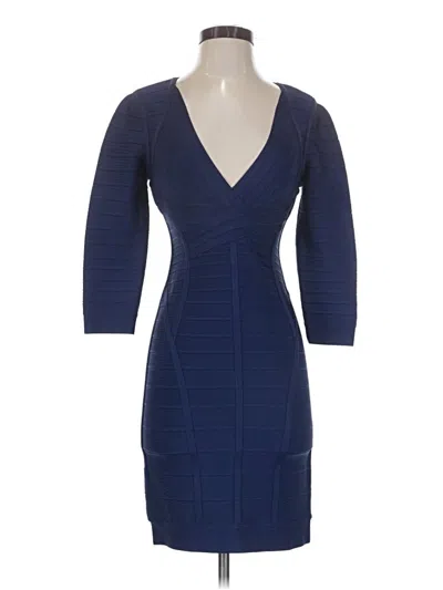 Pre-owned Herve Leger Cocktail Dress In Blue