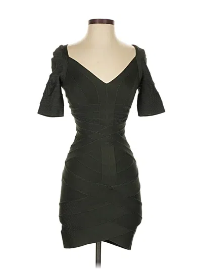 Pre-owned Herve Leger Cocktail Dress In Green