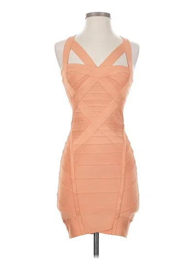 Pre-owned Herve Leger Cocktail Dress In Orange