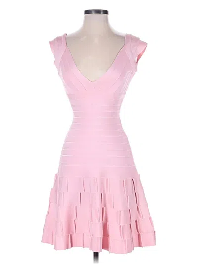 Pre-owned Herve Leger Cocktail Dress In Pink