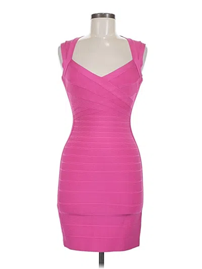 Pre-owned Herve Leger Cocktail Dress In Pink