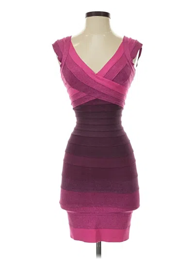 Pre-owned Herve Leger Cocktail Dress In Purple