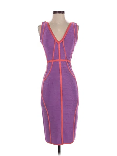 Pre-owned Herve Leger Cocktail Dress In Purple