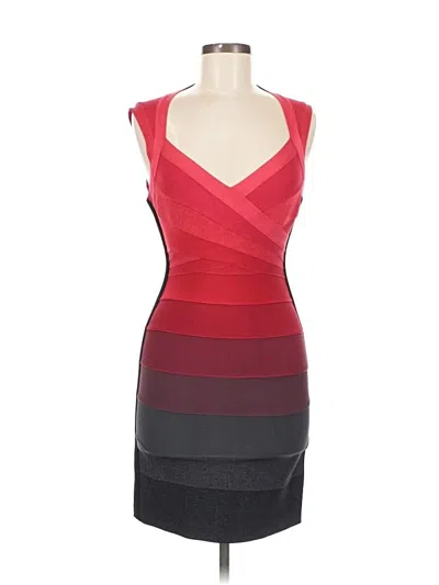 Pre-owned Herve Leger Cocktail Dress In Red