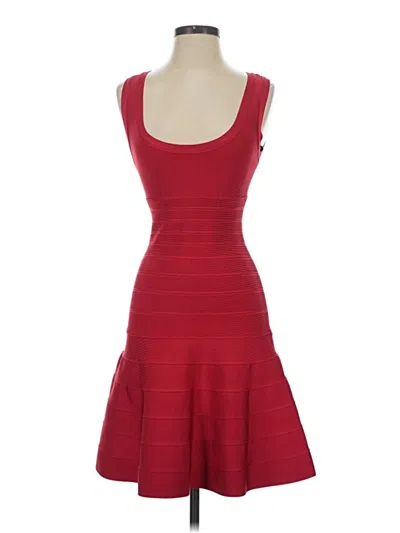 Pre-owned Herve Leger Cocktail Dress In Red