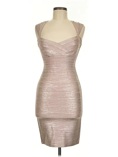Pre-owned Herve Leger Cocktail Dress In Silver