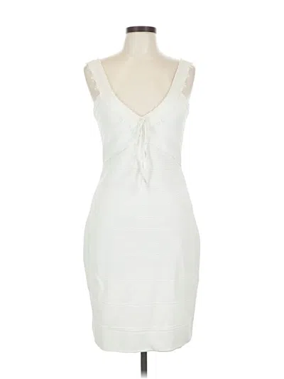 Pre-owned Herve Leger Cocktail Dress In White