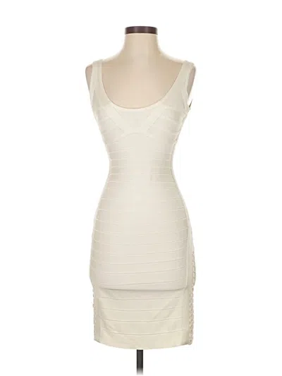 Pre-owned Herve Leger Cocktail Dress In White