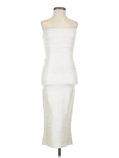 Pre-owned Herve Leger Cocktail Dress In White