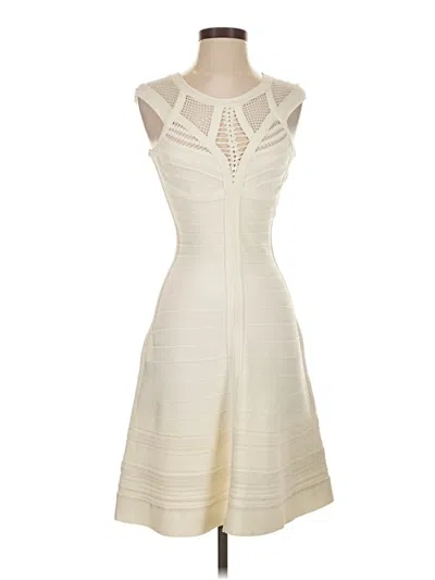 Pre-owned Herve Leger Cocktail Dress In White