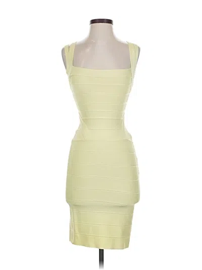 Pre-owned Herve Leger Cocktail Dress In Yellow